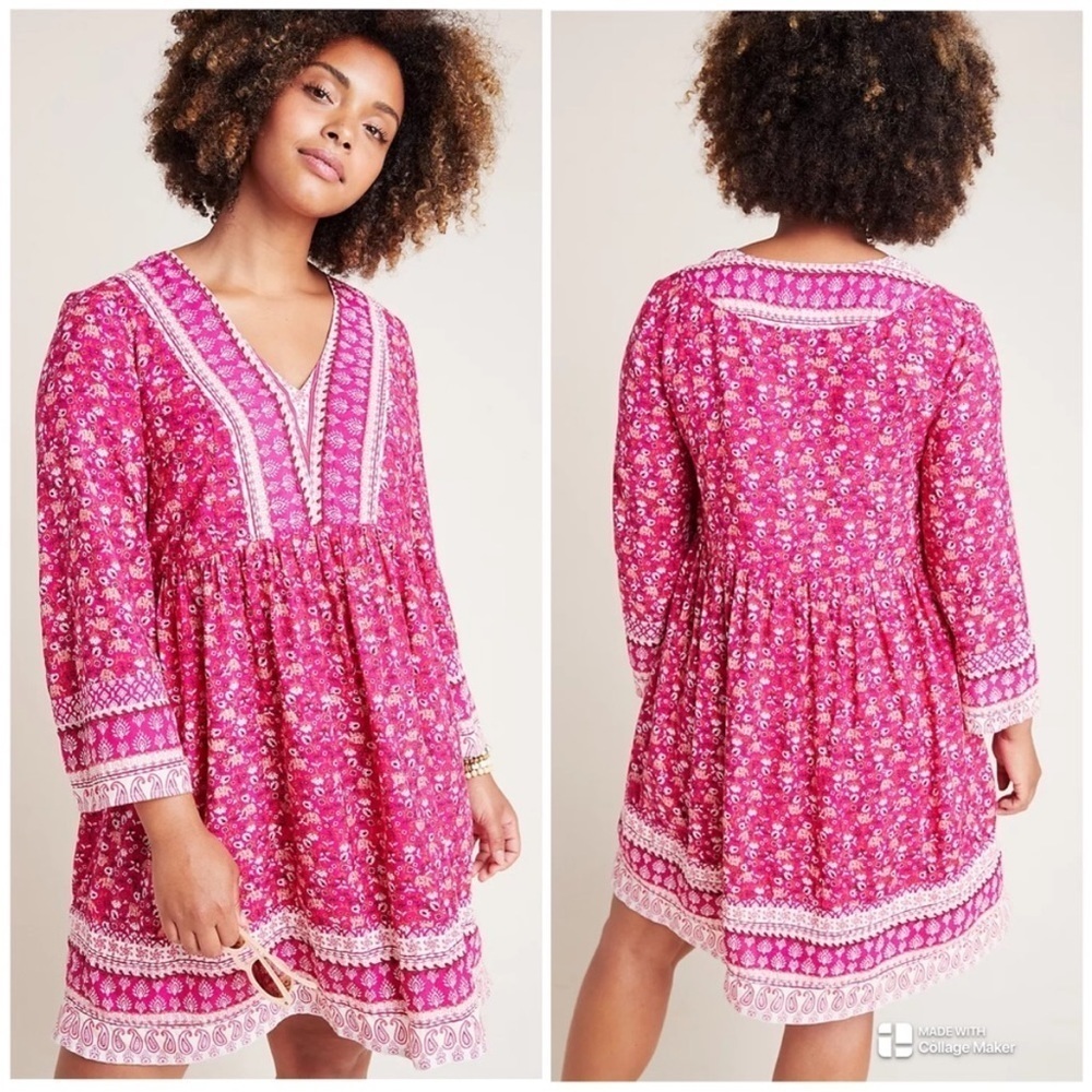 Maeve Isabel embroidered mixed print purple dress